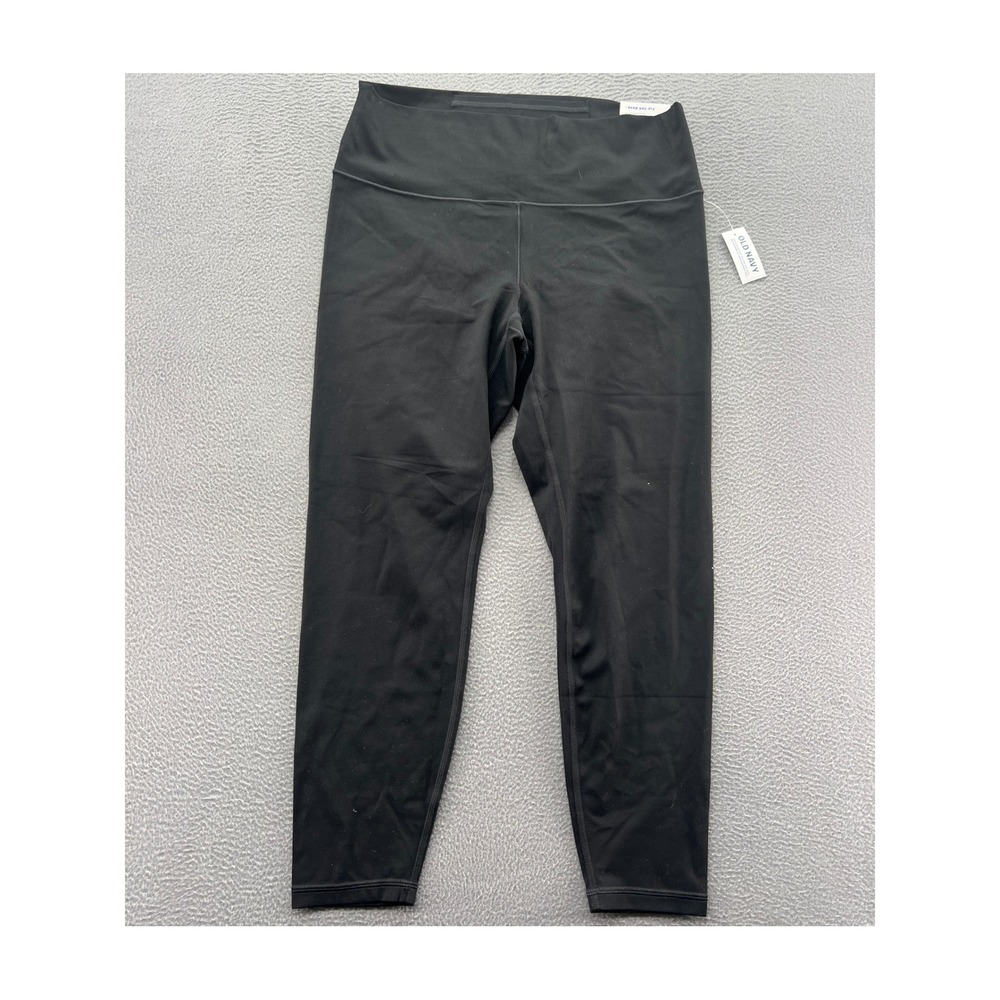 Old Navy Womens High Rise Leggings XL Black Go-Dry StudioSmooth Activewear 7/8